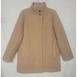 J.Crew Size 12 Wool Blend Mid -Length Coat Brown,  Zip up / Button, Winter Coat